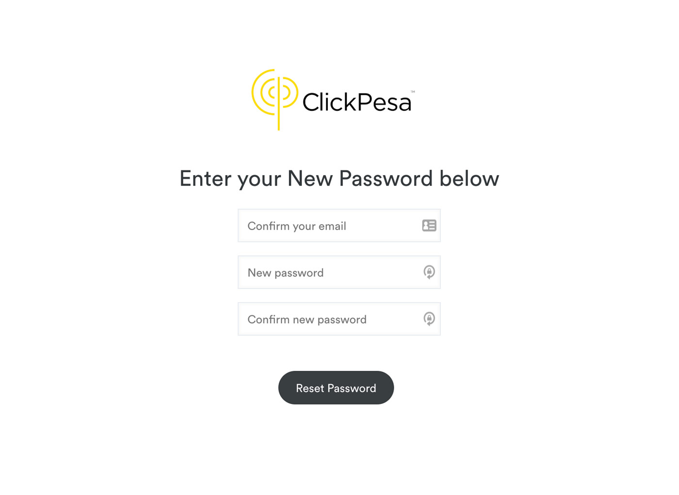 reset password screen
