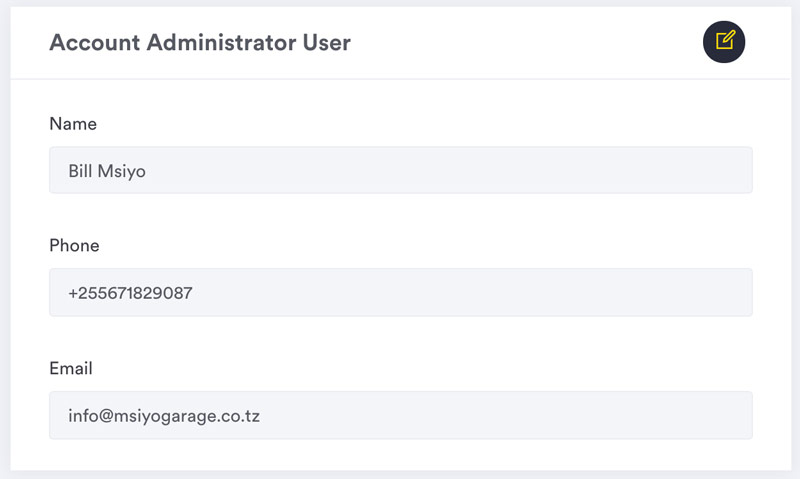 User setting account administrator
