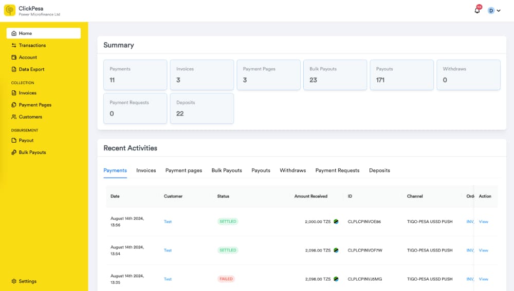 merchant dashboard