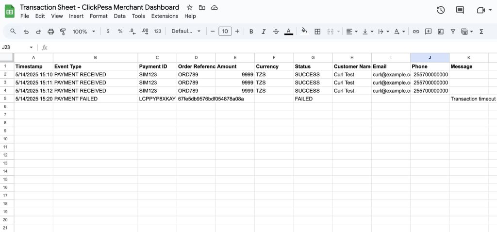 Google Sheets